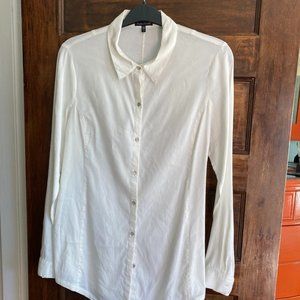 Eileen Fisher linen blend white tunic blouse sz L